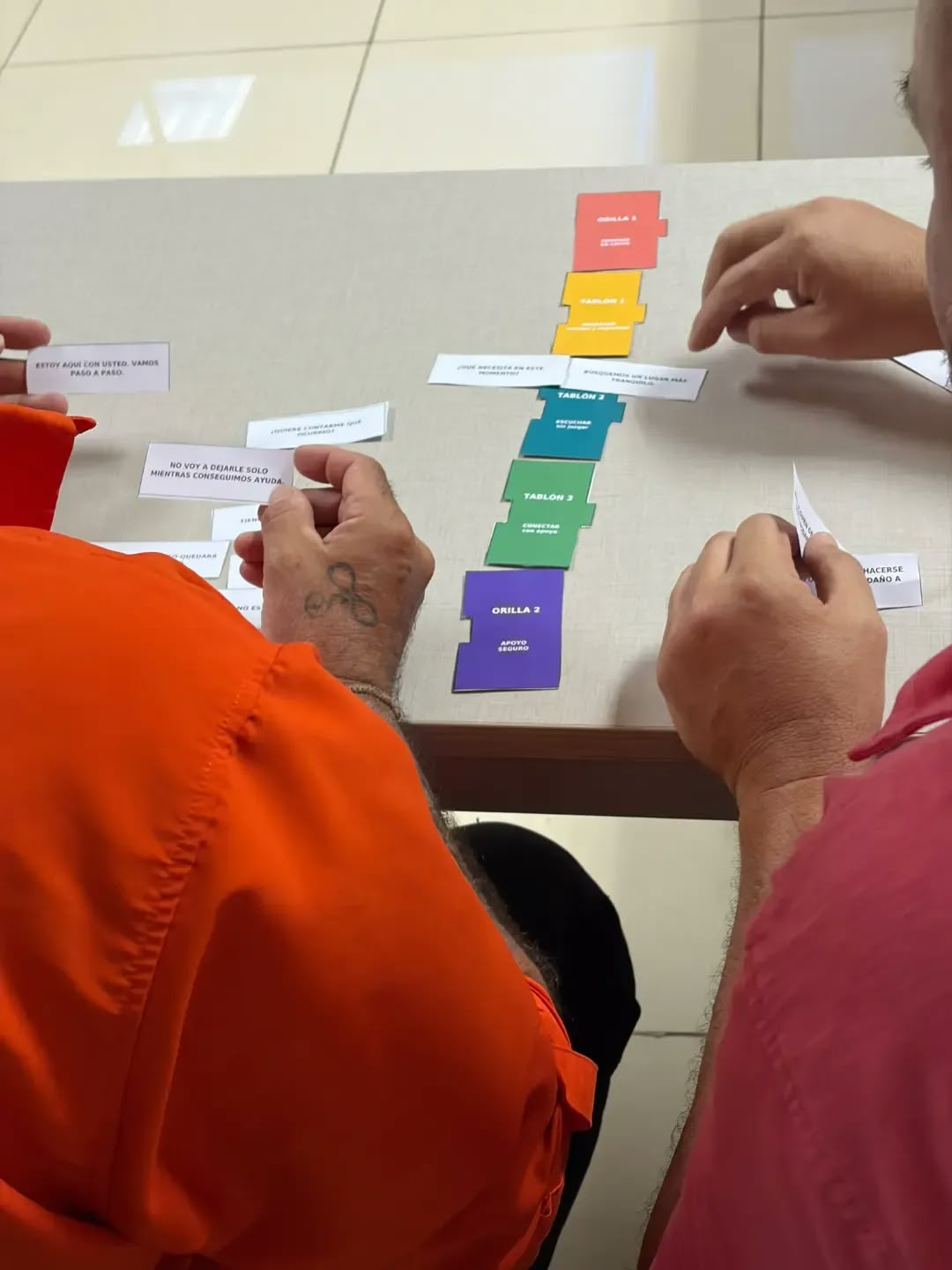 Dinámica de cartas sobre apoyo emocional entre participantes